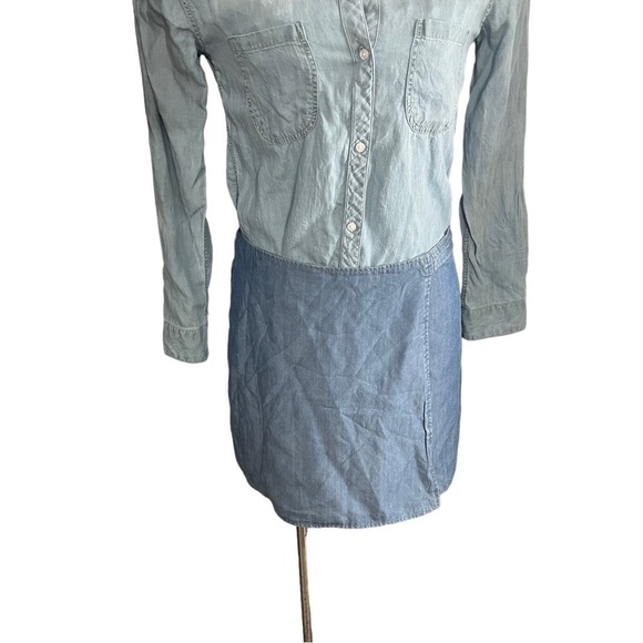 Marine Layer Poppy Reversible Wrap Mini Skirt  Medium Wash Chambray Denim Sz Med - Picture 8 of 16